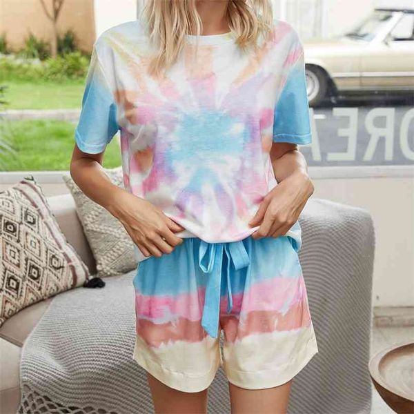 vintage two piece pants set women summer printed tie-dye pajamas short sleeve print drawstring homewear set clothes 210508, White
vintage two piece pants set women summer printed tie-dye pajamas short sleeve print drawstring homewear set clothes 210508, White