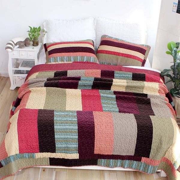 quality patchwork quilt 3pcs sets bedspreads for bed with 2 pillowcase king size cotton thick blanket chausub comforters &
quality patchwork quilt 3pcs sets bedspreads for bed with 2 pillowcase king size cotton thick blanket chausub comforters &