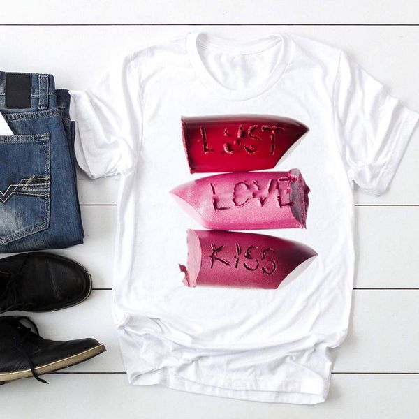 women's t-shirt female tshirts clothes women make up lip funny short sleeve 90s fashion cartoon summer lady print tee graphic t top, White
women's t-shirt female tshirts clothes women make up lip funny short sleeve 90s fashion cartoon summer lady print tee graphic t top, White