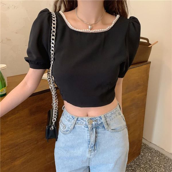 women's blouses & shirts large size women 's bubble sleeve shirt summer short t-shirt french square collar beaded black fashion, White
women's blouses & shirts large size women 's bubble sleeve shirt summer short t-shirt french square collar beaded black fashion, White