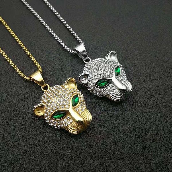 pendant necklaces cross-border hip-hop jewelry titanium steel gold-plated with green diamond eyes leopard head necklace, Silver
pendant necklaces cross-border hip-hop jewelry titanium steel gold-plated with green diamond eyes leopard head necklace, Silver