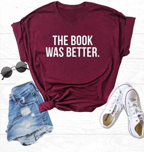 sugarbaby the book was better t-shirt short sleeve fashion cotton t shirt summer funny graphic drop ship women's, White
sugarbaby the book was better t-shirt short sleeve fashion cotton t shirt summer funny graphic drop ship women's, White
