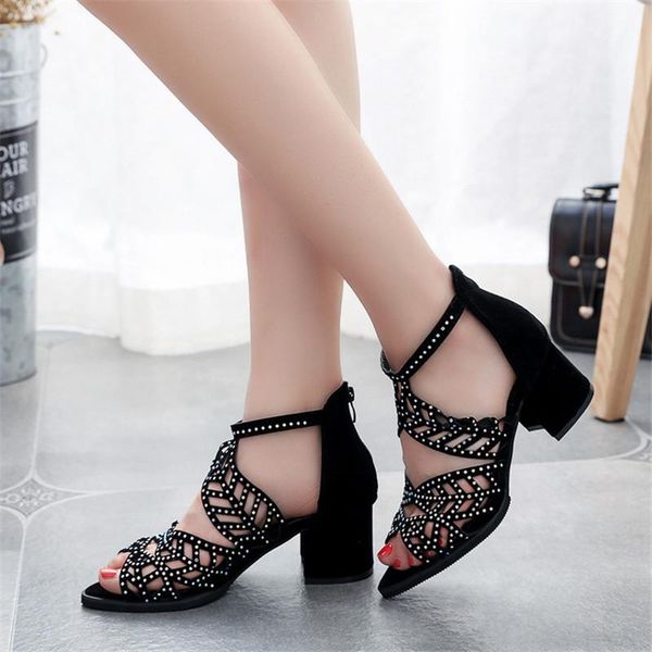 size 41 rhinestone sandals women block heel for summer shoes fashion comfort ladies shoe sandali da donna, Black
size 41 rhinestone sandals women block heel for summer shoes fashion comfort ladies shoe sandali da donna, Black