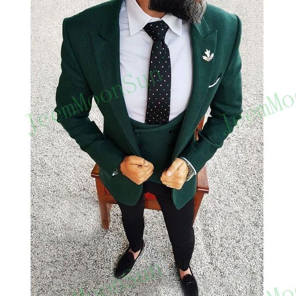 men's suits & blazers tailor made men dark green blazer three piece jacket black pants vest slim fit groom wedding tuxedos costume homm, White;black
men's suits & blazers tailor made men dark green blazer three piece jacket black pants vest slim fit groom wedding tuxedos costume homm, White;black
