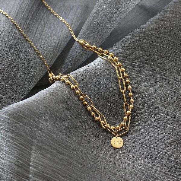 pendant necklaces lucky necklace ins wind round titanium steel 18k gold plated double clavicle chain bracelet, Silver
pendant necklaces lucky necklace ins wind round titanium steel 18k gold plated double clavicle chain bracelet, Silver