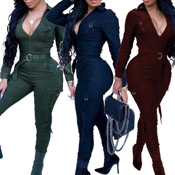women bodycon jumpsuit v-neck long sleeve army green solid casual bodysuit ladies vintage long jumpsuit romper, Black;white
women bodycon jumpsuit v-neck long sleeve army green solid casual bodysuit ladies vintage long jumpsuit romper, Black;white
