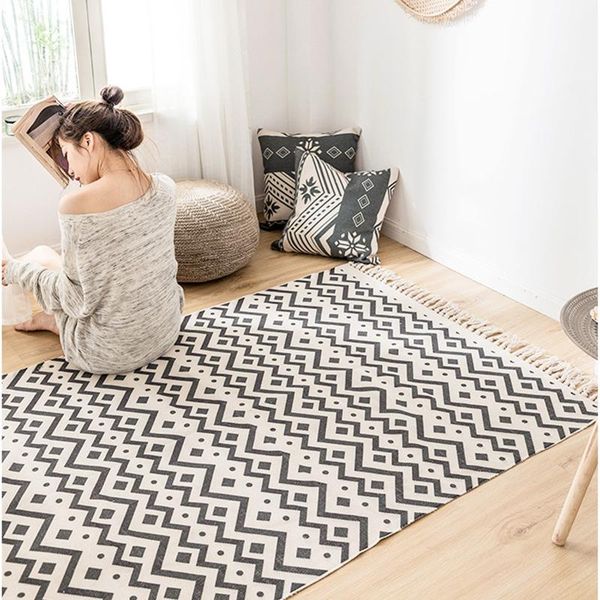 carpets vintage boho area rug black and white carpet natural cotton linen tassels floor mat bedroom bedside washable sofa table
carpets vintage boho area rug black and white carpet natural cotton linen tassels floor mat bedroom bedside washable sofa table