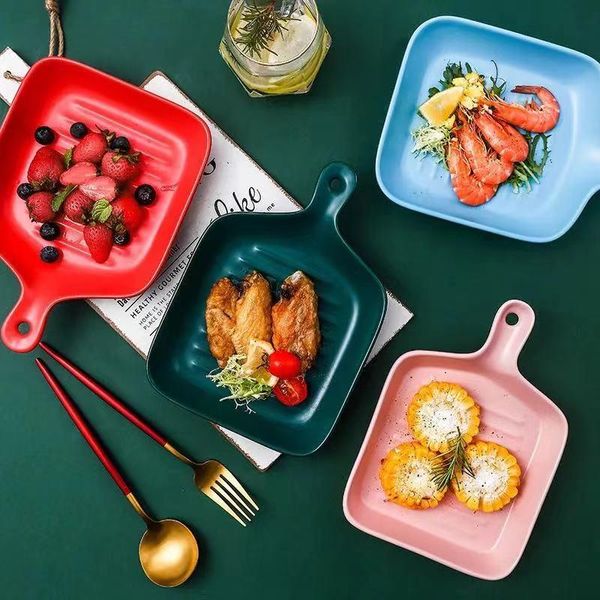 dishes & plates 1pcs nordic creative ceramic plate with handle breakfast cereal fruit household tableware baking microwave dessert tray
dishes & plates 1pcs nordic creative ceramic plate with handle breakfast cereal fruit household tableware baking microwave dessert tray