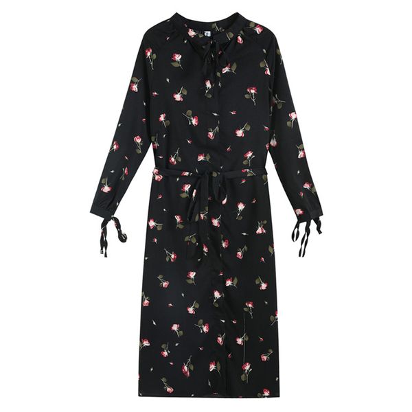 black floral print bow collar button lace-up long sleeve midi dress chiffon autumn d2027 210514, Black;gray
black floral print bow collar button lace-up long sleeve midi dress chiffon autumn d2027 210514, Black;gray