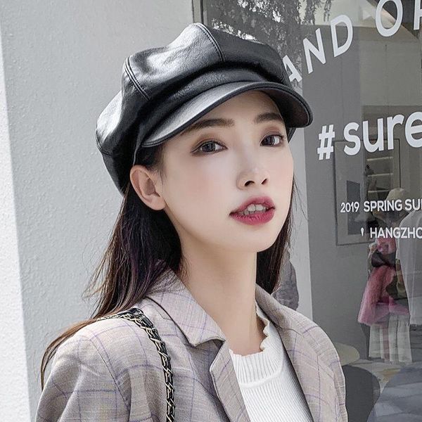 berets juuuly store leather beret women's elegant autumn and winter retro wild british style octagonal hat bl0001, Blue;gray
berets juuuly store leather beret women's elegant autumn and winter retro wild british style octagonal hat bl0001, Blue;gray