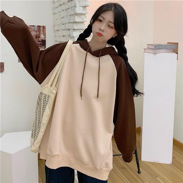 women's hoodies & sweatshirts korean contrast color loose and velvet thickened women college style, Black
women's hoodies & sweatshirts korean contrast color loose and velvet thickened women college style, Black
