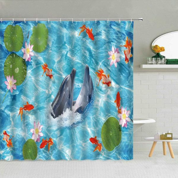 waterproof 3d printing ocean dolphins lotus frolicking polyester fabric bathtub decor with hooks bath screen shower curtains 
waterproof 3d printing ocean dolphins lotus frolicking polyester fabric bathtub decor with hooks bath screen shower curtains