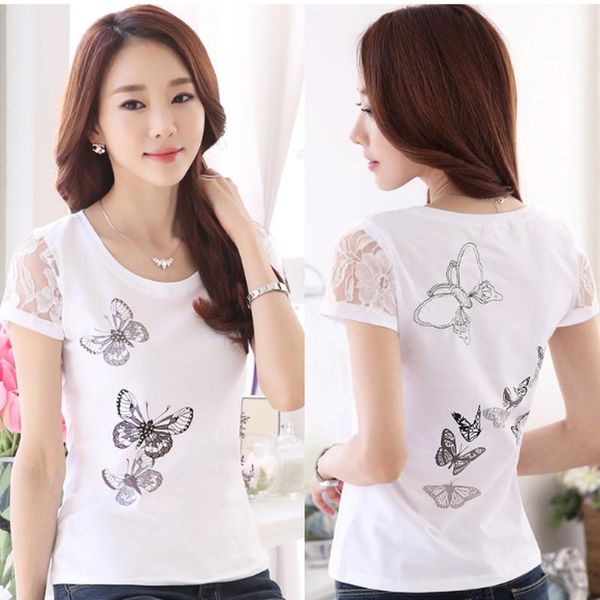 women's t-shirt fashion t-shirts camiseta feminina woman summer diamonds butterfly tshirt lace rhinestone lady tees vetement femme, White
women's t-shirt fashion t-shirts camiseta feminina woman summer diamonds butterfly tshirt lace rhinestone lady tees vetement femme, White
