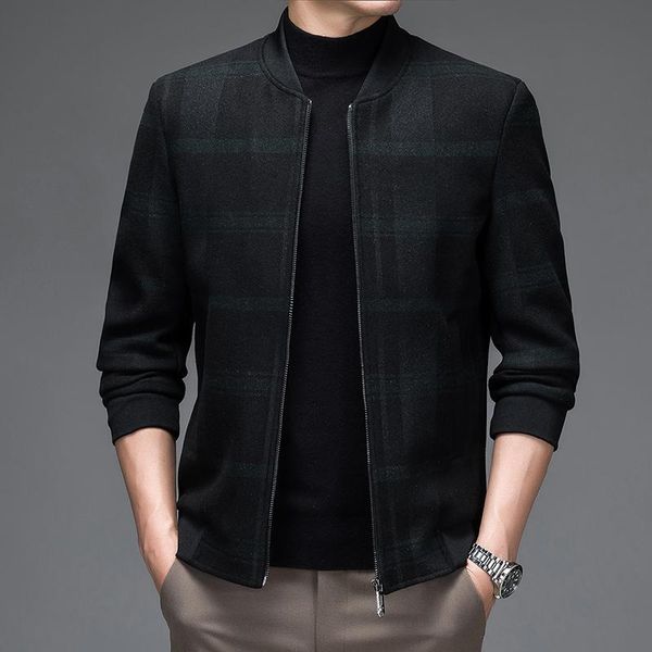 men's wool & blends 2021 autumn winter coat men business casual woolen jacket slim fit solid color zipper male, Black
men's wool & blends 2021 autumn winter coat men business casual woolen jacket slim fit solid color zipper male, Black