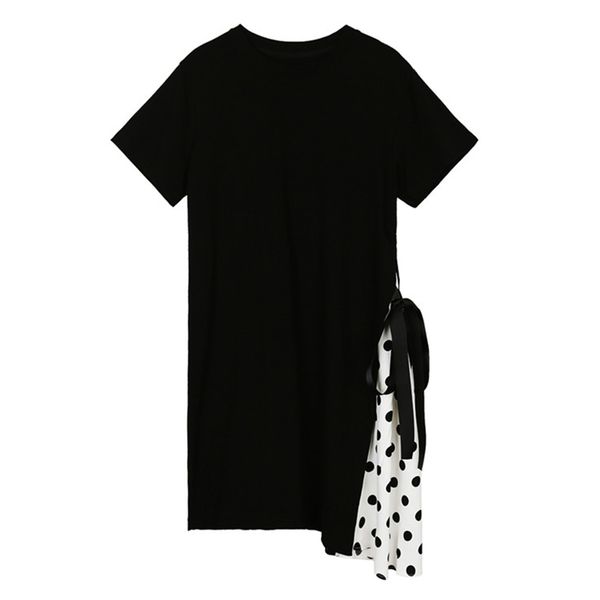women white black o neck short sleeve patchwork polka dot lace-up bow loose mini dress summer d2393 210514, Black;gray
women white black o neck short sleeve patchwork polka dot lace-up bow loose mini dress summer d2393 210514, Black;gray