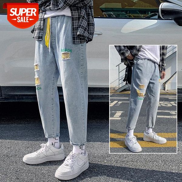 jeans men's flow loose straight mouth casual and women's ripped feet cropped trousers #fm4e, Blue
jeans men's flow loose straight mouth casual and women's ripped feet cropped trousers #fm4e, Blue