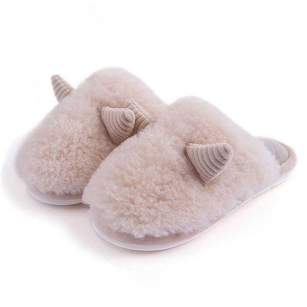 plush slippers women winter home household indoor non-slip couples men's warm cotton shoes, Black