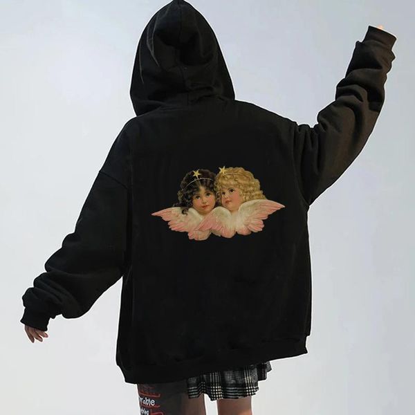 women's hoodies & sweatshirts harajuku hip hop streetwear women vintage jacket angel print hooded coat y2k goth punk zipper sweatshirt, Black
women's hoodies & sweatshirts harajuku hip hop streetwear women vintage jacket angel print hooded coat y2k goth punk zipper sweatshirt, Black