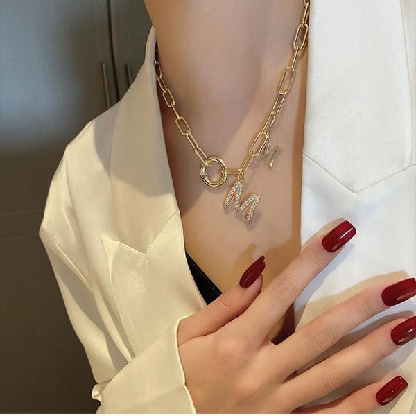 pendant necklaces 2021 punk style hip hop thick chain short necklace for woman m letter neck korean fashion jewelry sweater, Silver
pendant necklaces 2021 punk style hip hop thick chain short necklace for woman m letter neck korean fashion jewelry sweater, Silver