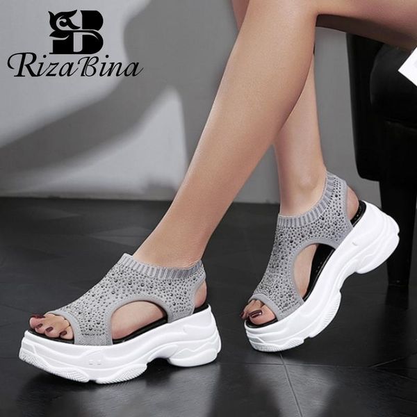 dress shoes rizabina thick bottom women sandals fashion patchwork crystal elastic casual soft summer mujer footwear size 34-39, Black
dress shoes rizabina thick bottom women sandals fashion patchwork crystal elastic casual soft summer mujer footwear size 34-39, Black