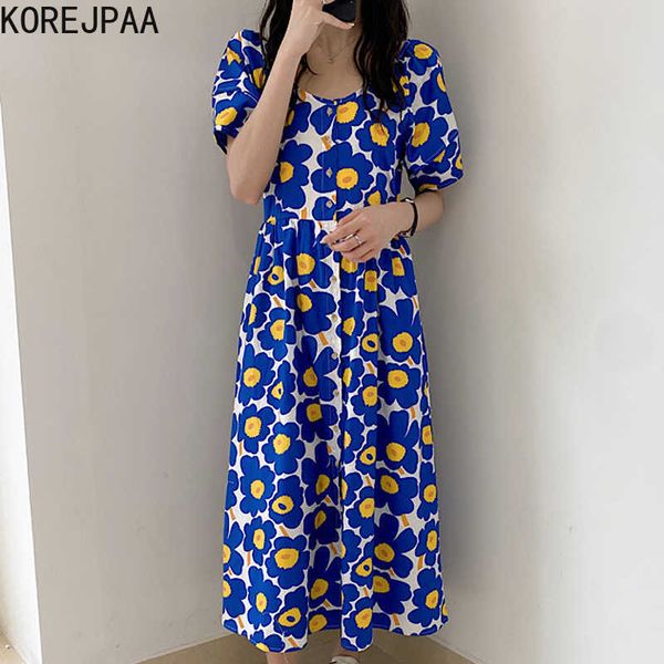 korejpaa women dress summer korea chic female elegant temperament full screen big flower round neck single breasted vestido 210526, Black;gray
korejpaa women dress summer korea chic female elegant temperament full screen big flower round neck single breasted vestido 210526, Black;gray