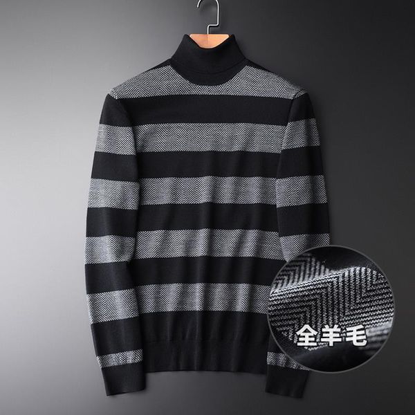 men's jackets 100% pure wool sweater turtleneck middle-aged and young stripe with winter bottom knitted pullover, Black;brown
men's jackets 100% pure wool sweater turtleneck middle-aged and young stripe with winter bottom knitted pullover, Black;brown