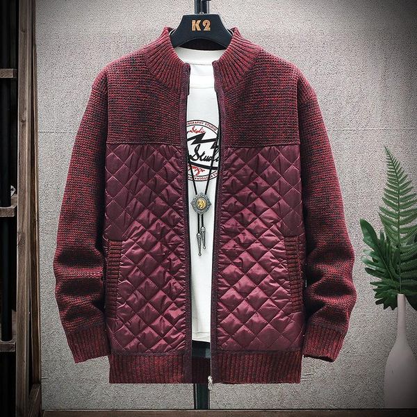 men's stitching sweater, stand-up collar slim knit cardigan padded jacket mens sweater sweaters, White;black
men's stitching sweater, stand-up collar slim knit cardigan padded jacket mens sweater sweaters, White;black