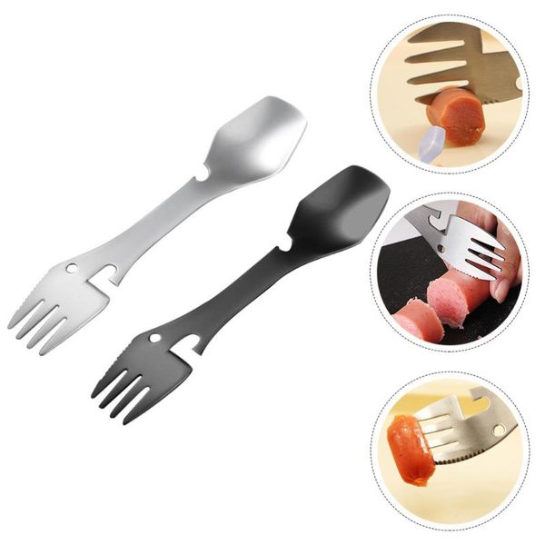 2pcs multifunction camping spork stainless steel spoon fork knives combo utensil forks
2pcs multifunction camping spork stainless steel spoon fork knives combo utensil forks