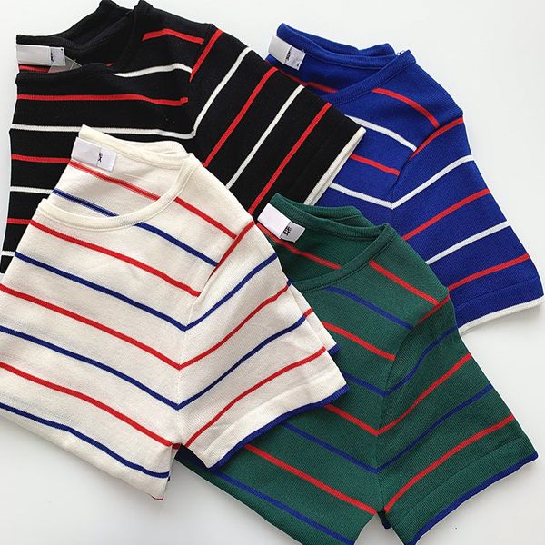 women's t-shirt contrast striped short sleeve knitted t-shirt 2021 summer o-neck casual pullovers korean versatile slim iy0b, White
women's t-shirt contrast striped short sleeve knitted t-shirt 2021 summer o-neck casual pullovers korean versatile slim iy0b, White