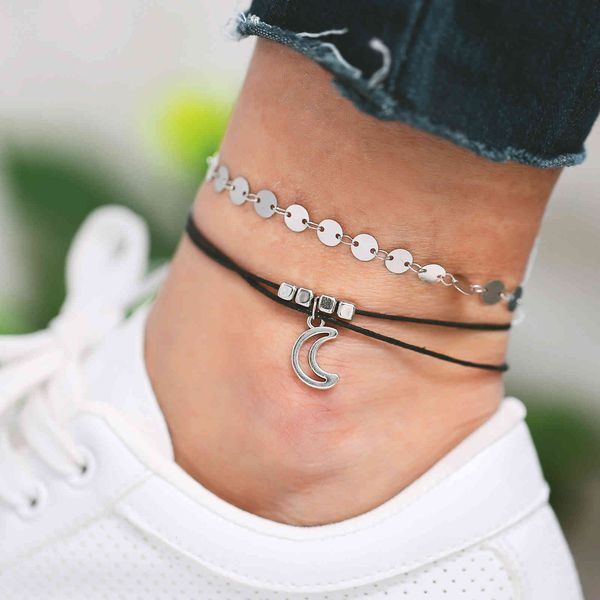 foot jewelry creative simple copper sequin layered anklet hollow moon pendant anklet, Red;blue
foot jewelry creative simple copper sequin layered anklet hollow moon pendant anklet, Red;blue
