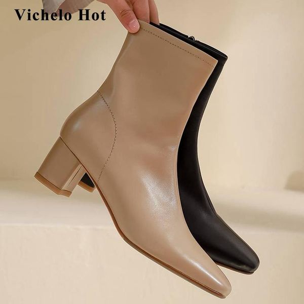 boots vichelo fashion natural leather catwalk streetwear small square toe thick high heel back zipper modern ankle l08, Black
boots vichelo fashion natural leather catwalk streetwear small square toe thick high heel back zipper modern ankle l08, Black