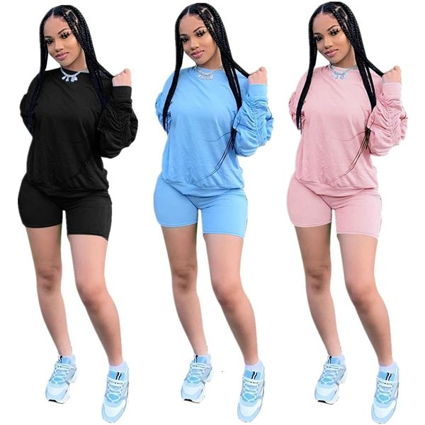 est summer women's casual solid color two-piece sets with long ruched sleeves o-neck fitness ladies workout exercise, Gray
est summer women's casual solid color two-piece sets with long ruched sleeves o-neck fitness ladies workout exercise, Gray