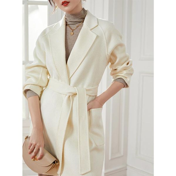 women's wool & blends autumn short coat female white water ripple cashmere winter casual fashion lace-up temperament raglan sleeve, Black
women's wool & blends autumn short coat female white water ripple cashmere winter casual fashion lace-up temperament raglan sleeve, Black