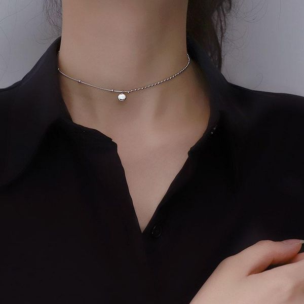 chokers vjgyho 925 sterling silver lucky pendant round bead necklace for women fashion clavicle chain choker jewelry collares para mujer, Golden;silver
chokers vjgyho 925 sterling silver lucky pendant round bead necklace for women fashion clavicle chain choker jewelry collares para mujer, Golden;silver