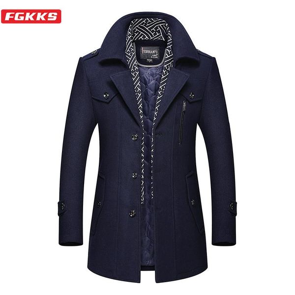 men's wool & blends fgkks winter men blend coat quality brand comfortable warm thick overcoat long section coats male (with scarf), Black
men's wool & blends fgkks winter men blend coat quality brand comfortable warm thick overcoat long section coats male (with scarf), Black