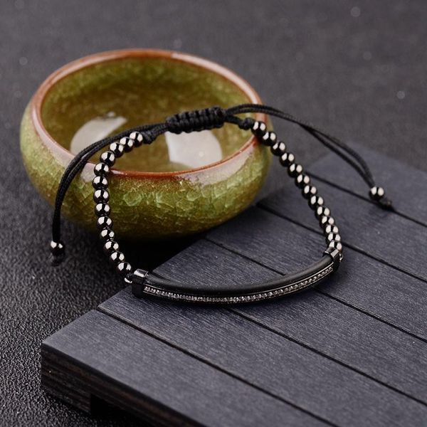 beaded, strands douvei 2021 luxury white zircon long tube men's trendy 4mm copper beads bracelet charms weaving for women ab1289, Black
beaded, strands douvei 2021 luxury white zircon long tube men's trendy 4mm copper beads bracelet charms weaving for women ab1289, Black