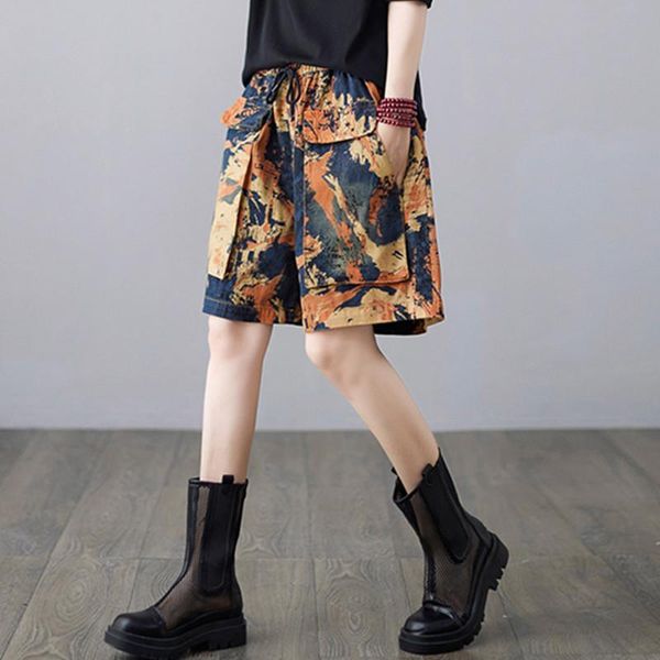 women's shorts women large size loose printed denim casual oversize summer retro wide leg, White;black
women's shorts women large size loose printed denim casual oversize summer retro wide leg, White;black