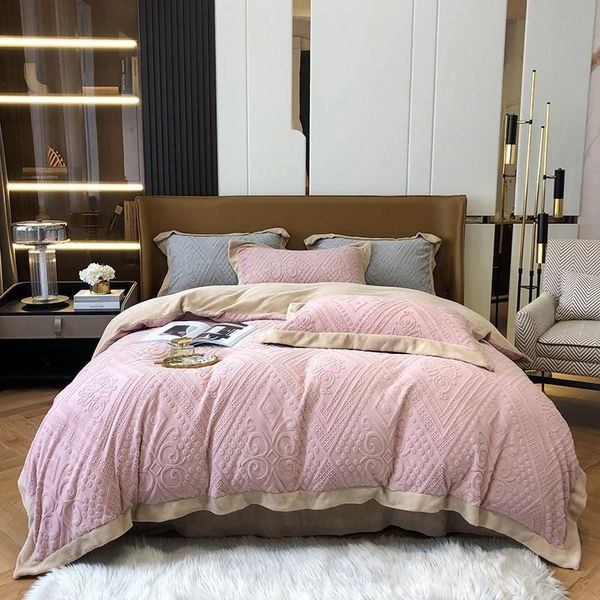 bedding sets 3d carved velvet thick duvet cover set zipper solid pink gray embroidery luxuious bed sheet pillowcases ultra soft
bedding sets 3d carved velvet thick duvet cover set zipper solid pink gray embroidery luxuious bed sheet pillowcases ultra soft