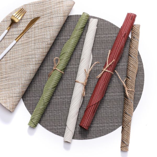european style 35cm round pvc dining mat bamboo pattern home thermal insulation western dining mat l teslin dining mat coaster
european style 35cm round pvc dining mat bamboo pattern home thermal insulation western dining mat l teslin dining mat coaster