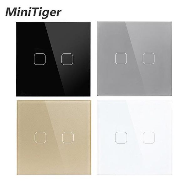 smart home control minitiger ac220v, 2 gang 1way light wall touch screen switch eu standard 4 color crystal glass panel
smart home control minitiger ac220v, 2 gang 1way light wall touch screen switch eu standard 4 color crystal glass panel
