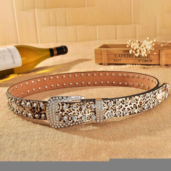 women printed leopard belt fashionable and versatile pu leather waistband ladies rhinestone inlaid belts, Black;brown
women printed leopard belt fashionable and versatile pu leather waistband ladies rhinestone inlaid belts, Black;brown