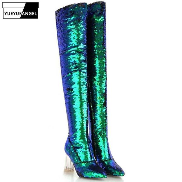 boots plus size runway women sequins crystal block heel over the knee high heels party clubnight thigh, Black
boots plus size runway women sequins crystal block heel over the knee high heels party clubnight thigh, Black