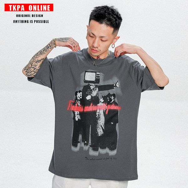 tkpa printed short sleeve t-shirt dark hip-hop fashion high street men's loose t-shirt oversize casual t-shirt, White
tkpa printed short sleeve t-shirt dark hip-hop fashion high street men's loose t-shirt oversize casual t-shirt, White