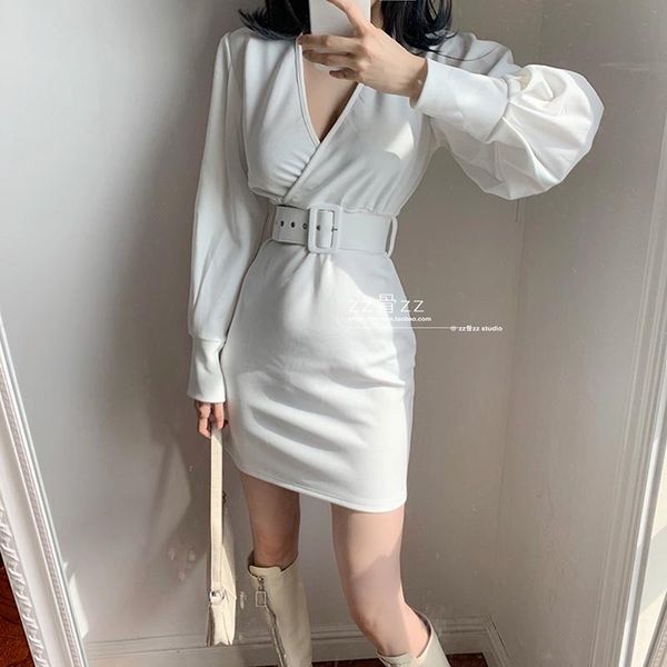 casual dresses europe french v-neck high waist pack hip lantern sleeve solid color autumn winter temperament belt mini dress 8p63, Black;gray
casual dresses europe french v-neck high waist pack hip lantern sleeve solid color autumn winter temperament belt mini dress 8p63, Black;gray