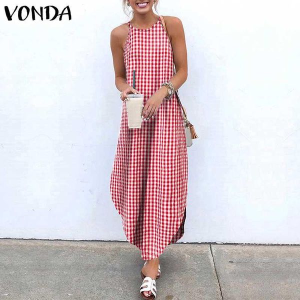 casual dresses women'long robe summer dress 2021 vonda sleeveless plaid irregular long holiday party sundress loose vestidos, Black;gray
casual dresses women'long robe summer dress 2021 vonda sleeveless plaid irregular long holiday party sundress loose vestidos, Black;gray