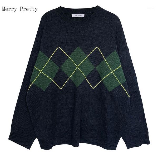 women's sweaters merry pretty korean fashion winter geometric pattern argyle pullovers loose oversized o-neck knitted woman jumper muje, White;black
women's sweaters merry pretty korean fashion winter geometric pattern argyle pullovers loose oversized o-neck knitted woman jumper muje, White;black