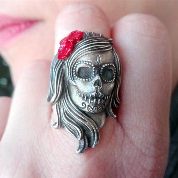 unique 316l stainless steel flower sugar skull ring day of the dead muertos catrina calavera rings women punk jewelry, Silver
unique 316l stainless steel flower sugar skull ring day of the dead muertos catrina calavera rings women punk jewelry, Silver
