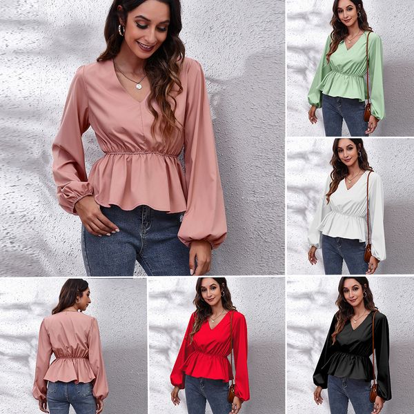 women's t-shirt lantern long sleeve waist closing v-neck new printed chiffon shirt, White
women's t-shirt lantern long sleeve waist closing v-neck new printed chiffon shirt, White