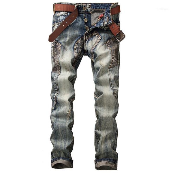 men's jeans vintage patchwork washed denim casual pocket spliced buttons slim straight pants long trousers1, Blue
men's jeans vintage patchwork washed denim casual pocket spliced buttons slim straight pants long trousers1, Blue