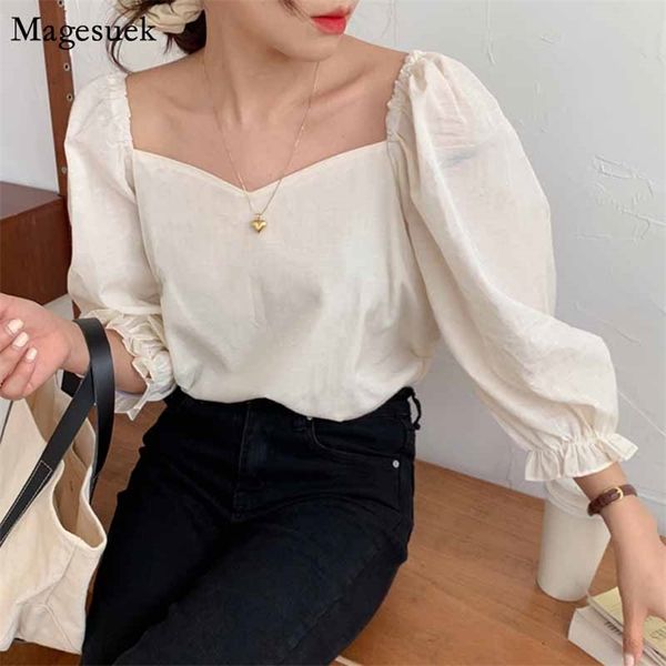 women square collar puff sleeve korean chic blouse ladies' blusa white shirts spring fashion casual female 10165 210518
women square collar puff sleeve korean chic blouse ladies' blusa white shirts spring fashion casual female 10165 210518